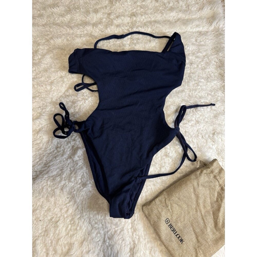 Berlook Mulit X Cross One Piece Swimsuit Navy Blue Cut out S Small NEW NWT Bag - Picture 6 of 10